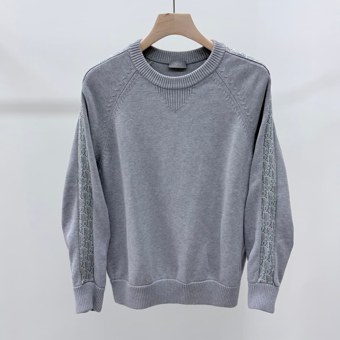 [S+급/M] 디올 오블리크 인서트 니트 스웨터 그레이 상품이미지1