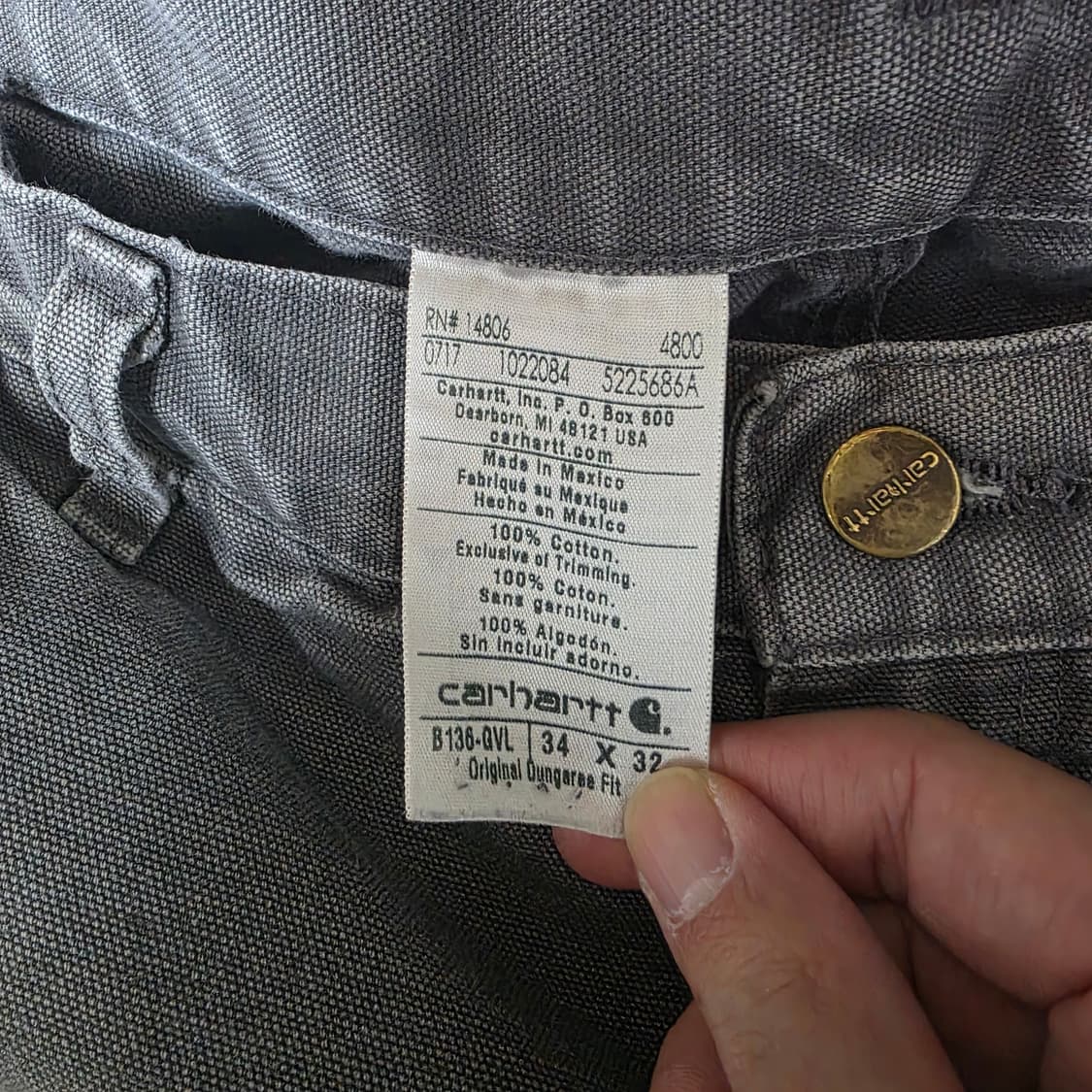 [34X32] 빈티지 칼하트 더블니 B136 GVL 트래쉬드 팬츠 G-2 상품이미지9