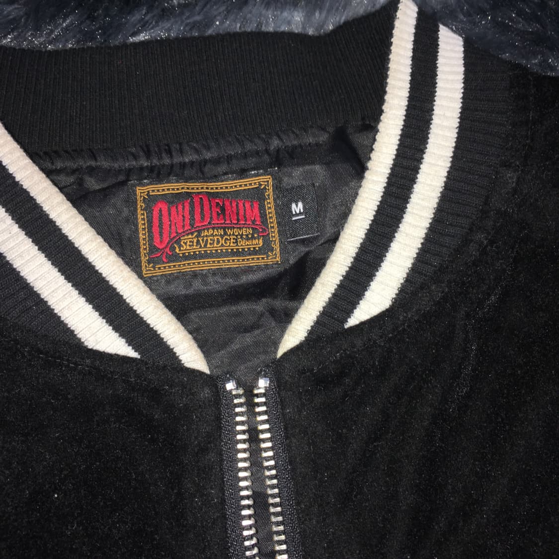 투티/0397 ONE DENIM 블랙 벨벳 스카잔 자켓 야구잠바 상품이미지6