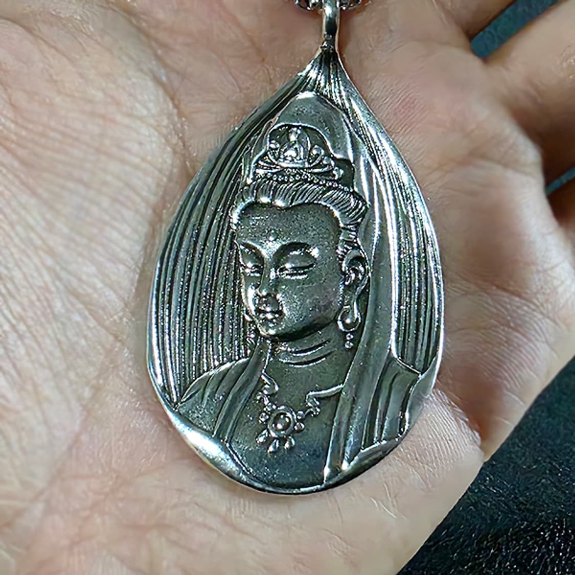 관세음보살 백동 펜던트 엔틱 선물 관음 불교 남자 목걸이 상품이미지6