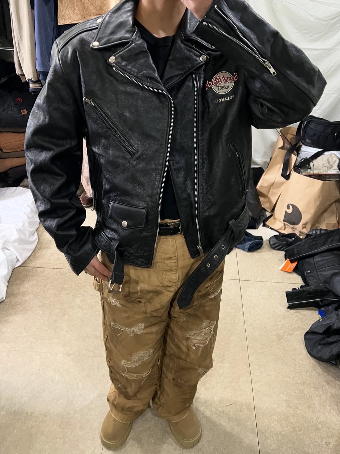 하드락카페 가죽 라이더 자켓 상품이미지4
