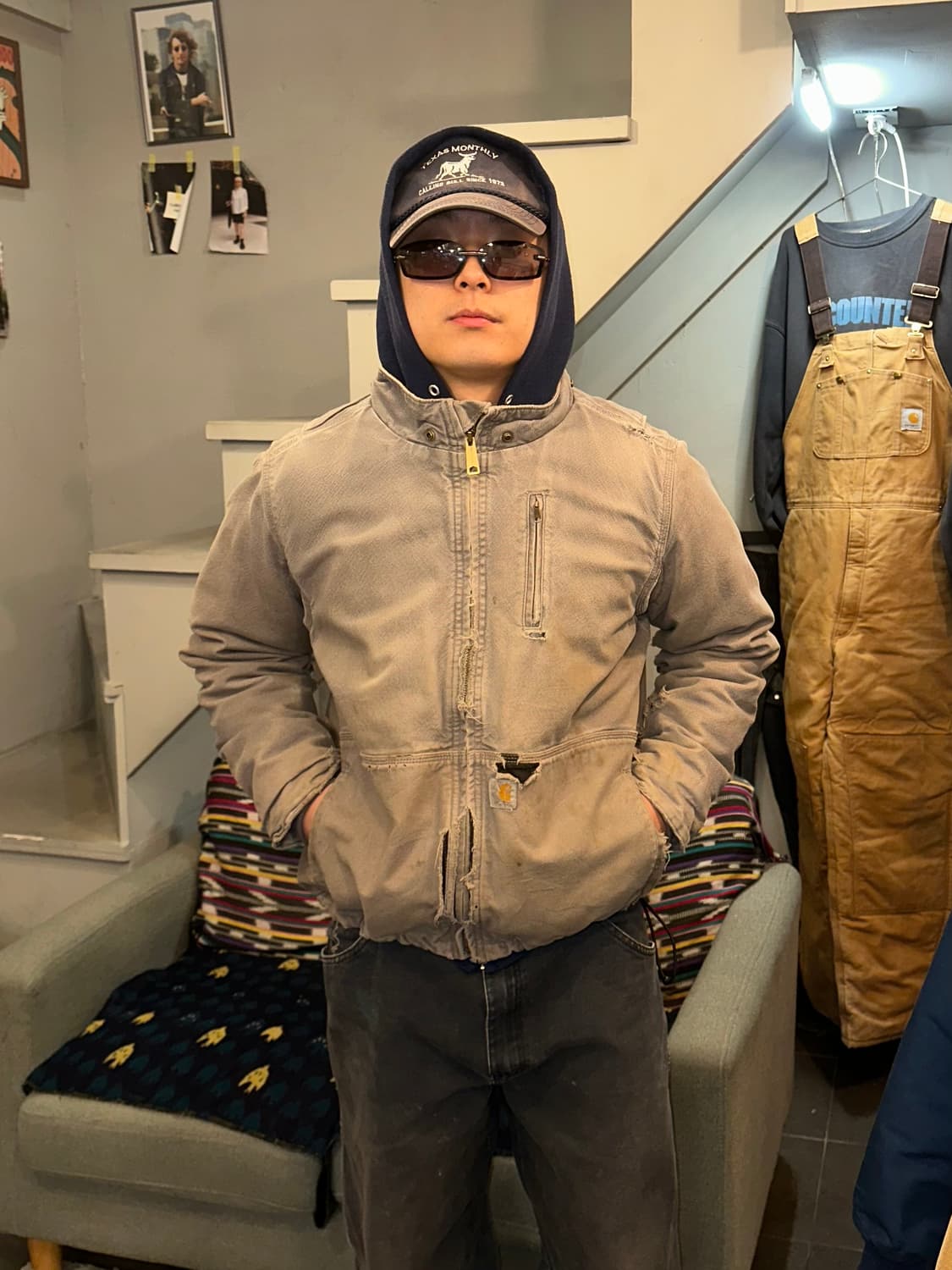 Carhartt canvas distressed work bomber  상품이미지2