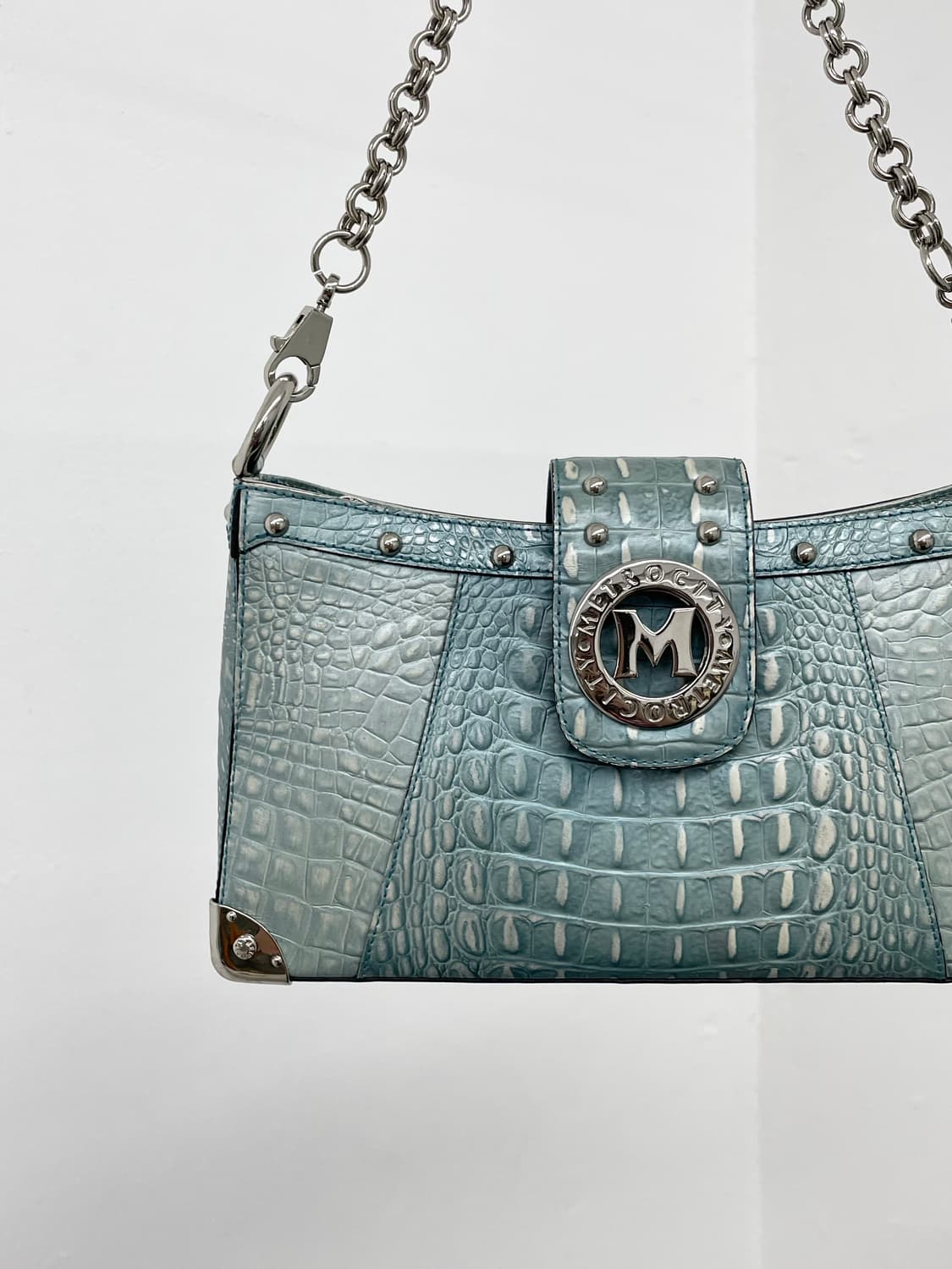 메트로시티 민트 크로커다일 은장 체인백 *레어 상품이미지3
