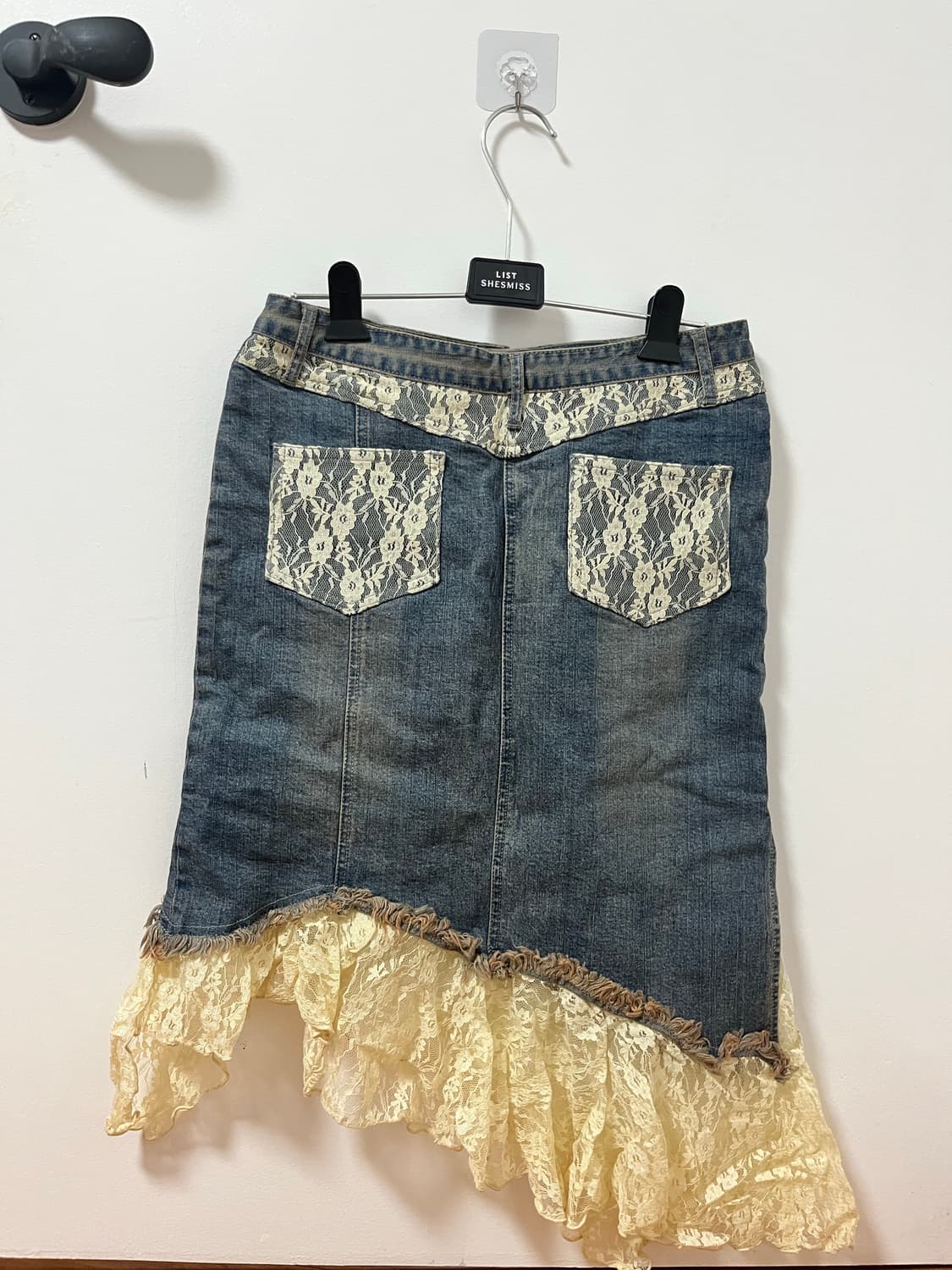 언발란스 스커트 레이스 스커트 일본 빈티지 미디 청치마 상품이미지2