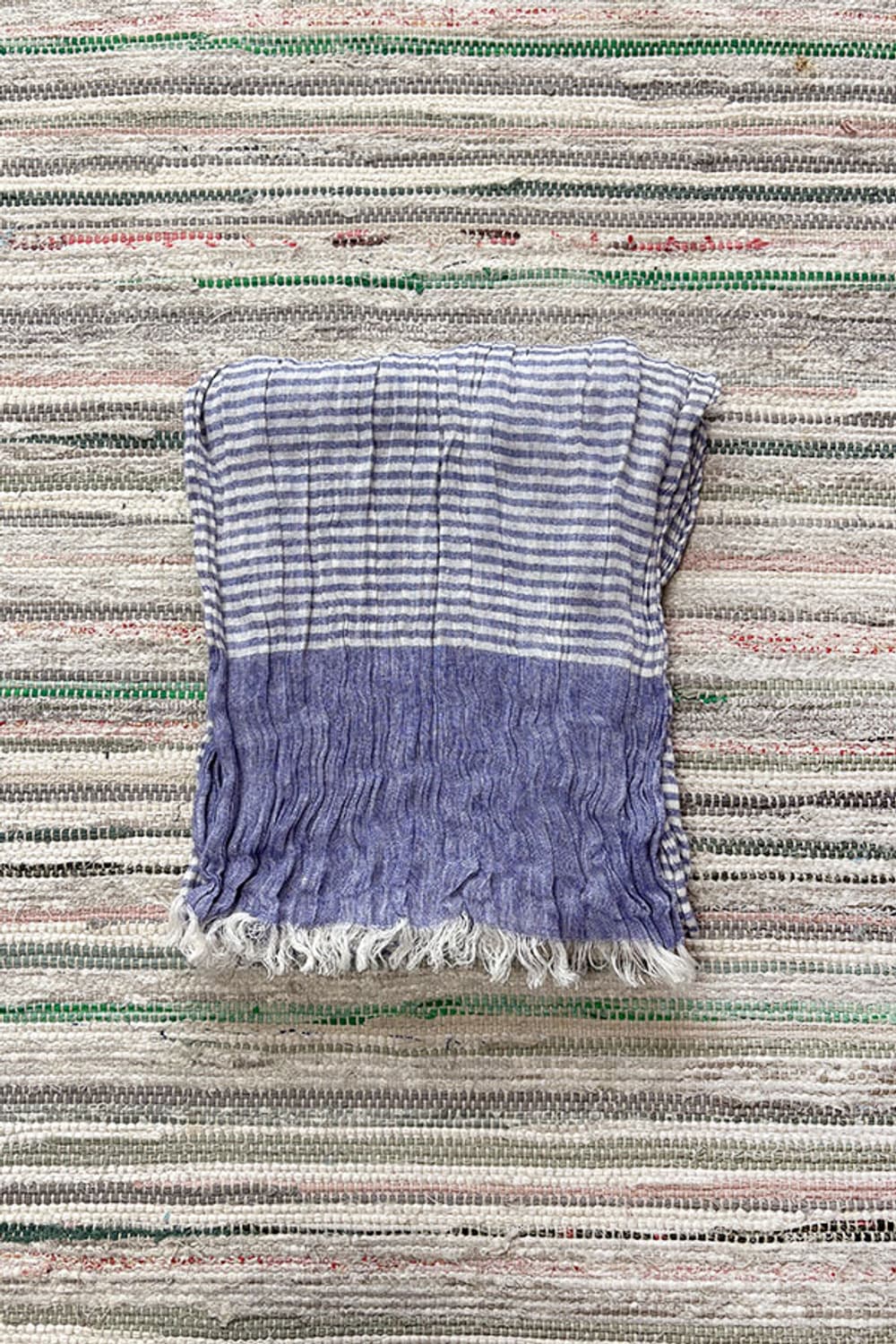 Striped Color-Block Crinkled Long Scarf  상품이미지3