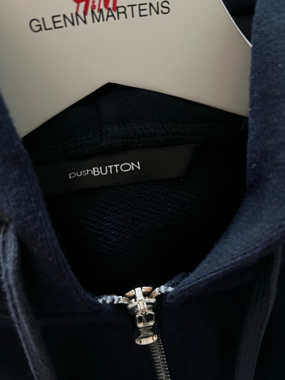 Pushbutton cut out bra hood zipup navy 상품이미지6