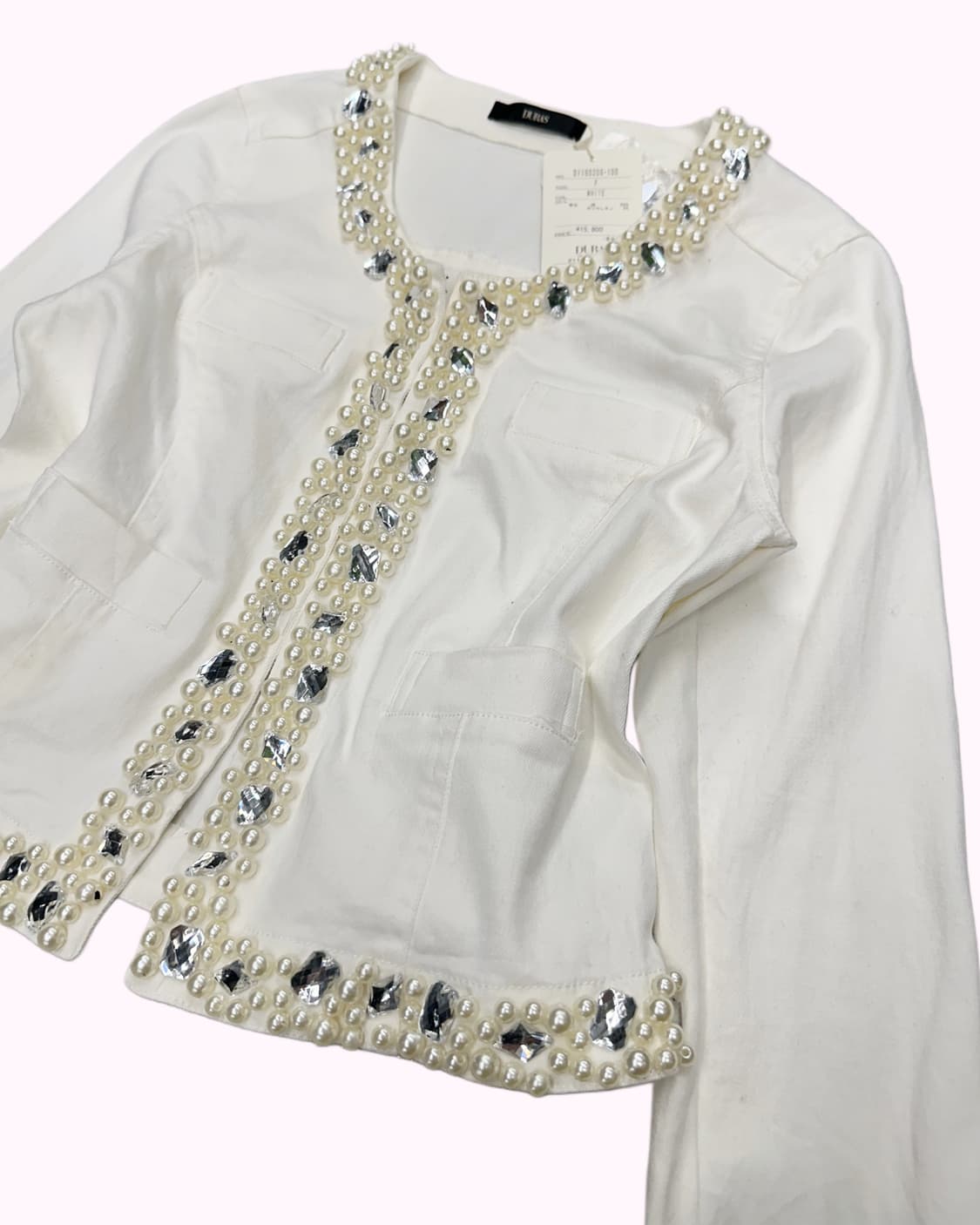 DURAS pearl bids white crop jacket 상품이미지3