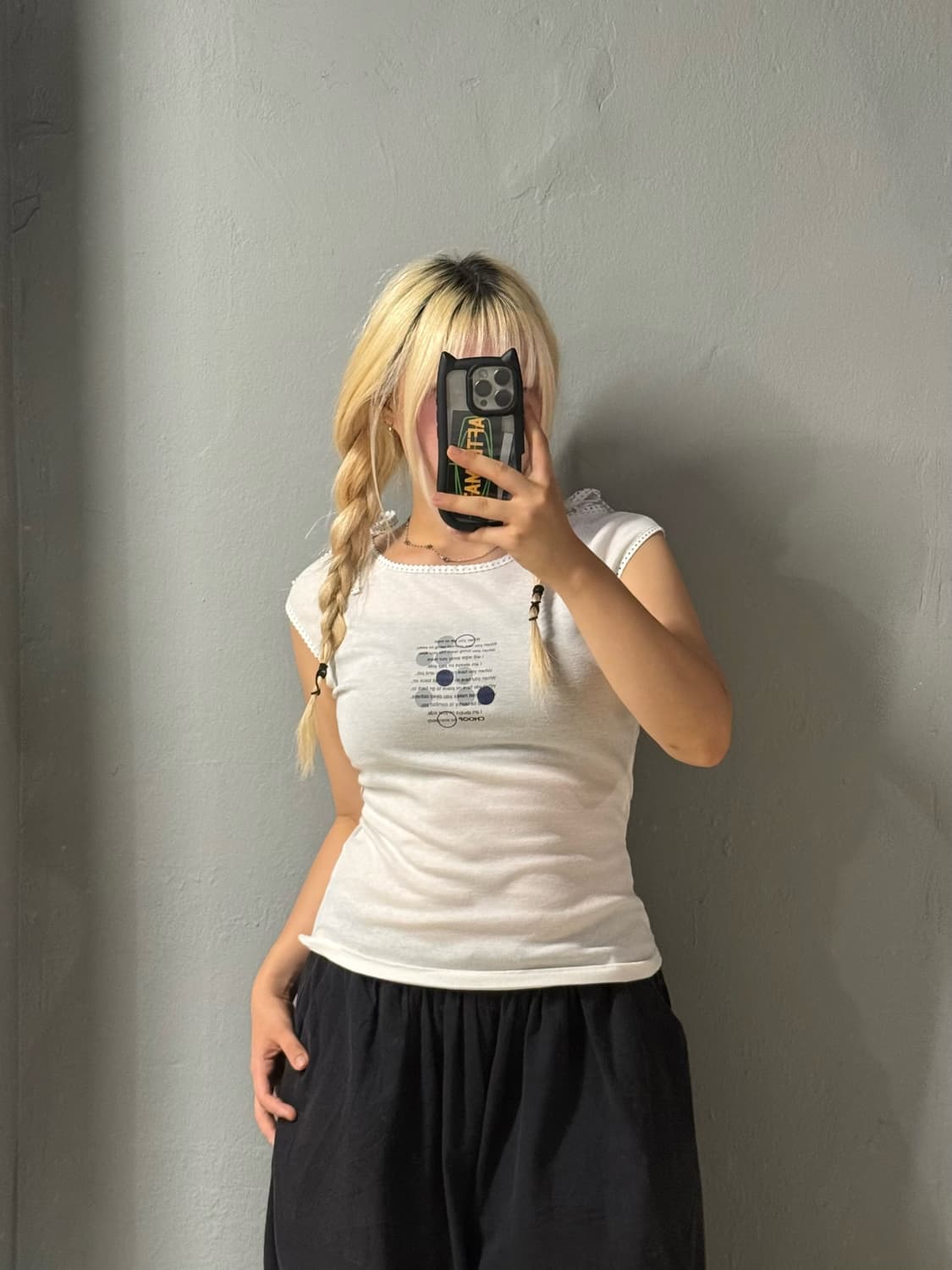 dot pattern point lettering detail top 상품이미지2