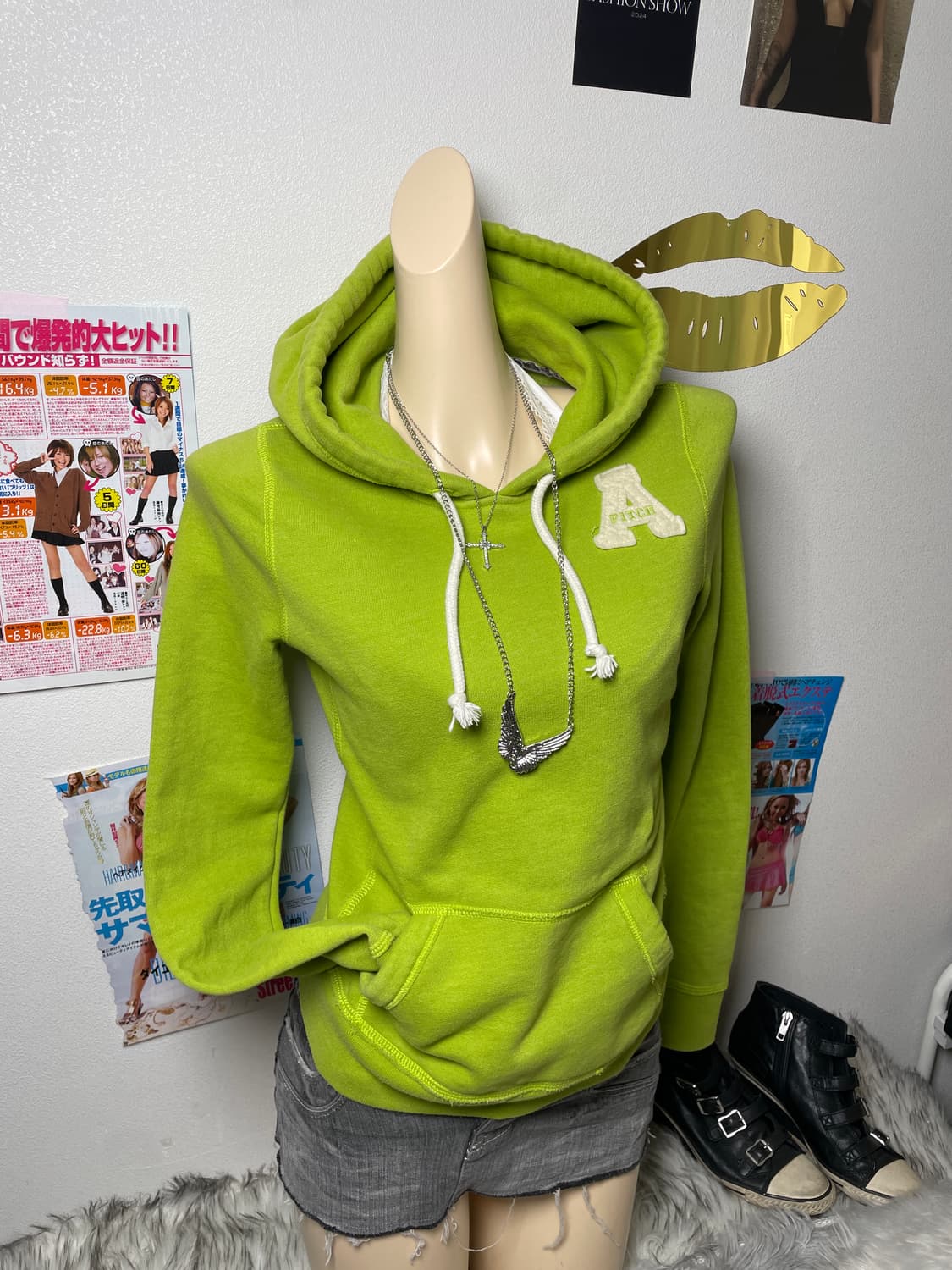 Abecrombie 연두 그린 후드티 상품이미지1