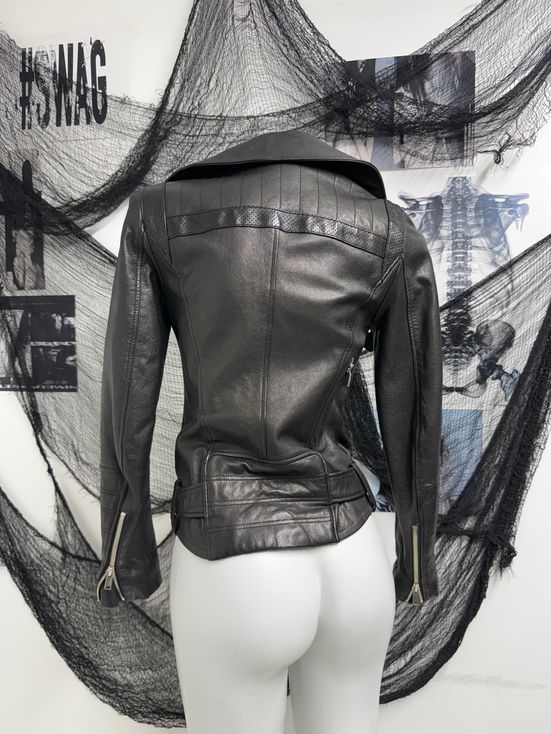 Unbalanced zipper detail leather jacket 상품이미지6