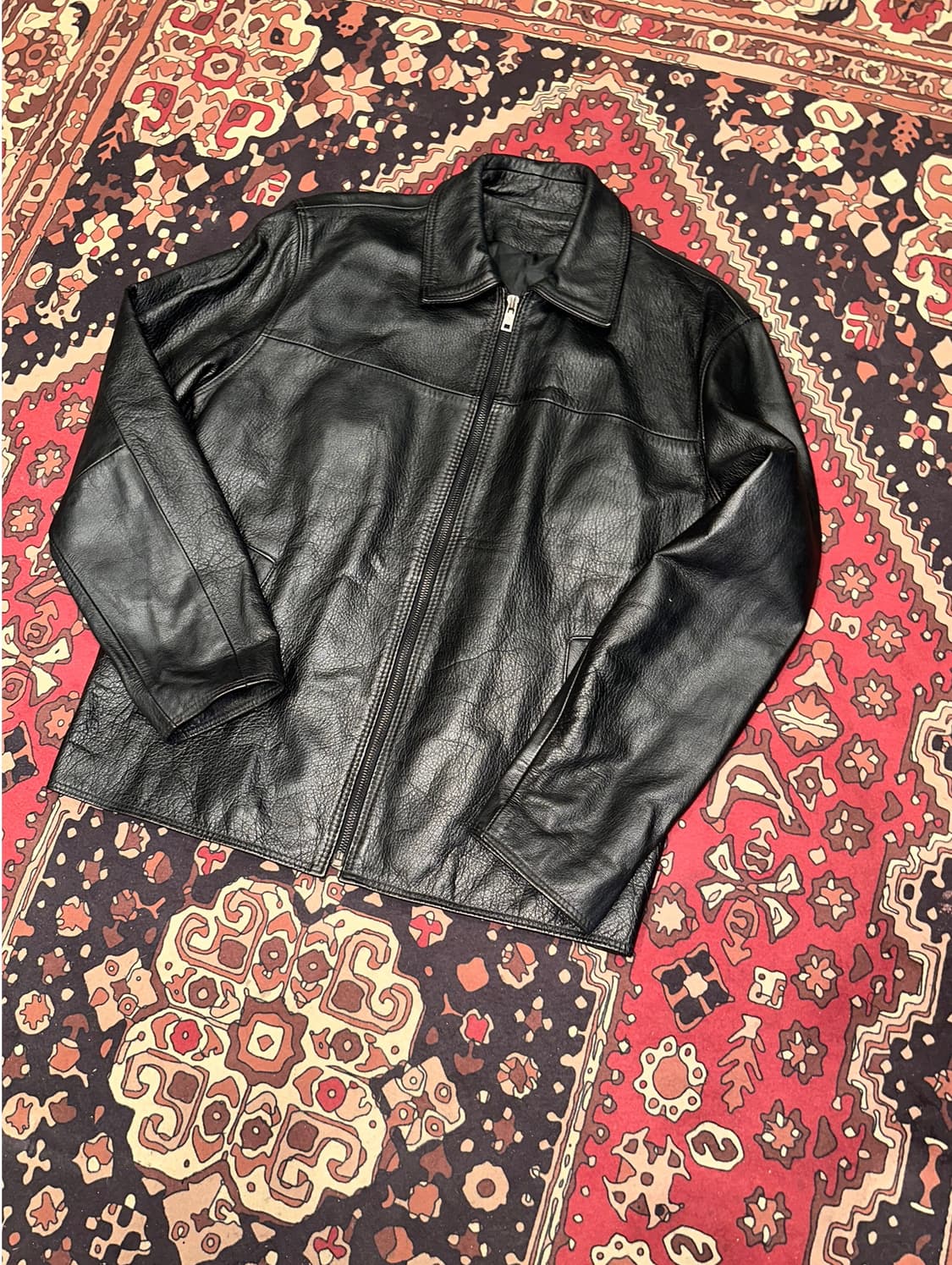 ( M-L ) 가죽자켓 레더자켓 봄버자켓 아메카지 워크웨어 빈티지가죽 상품이미지5