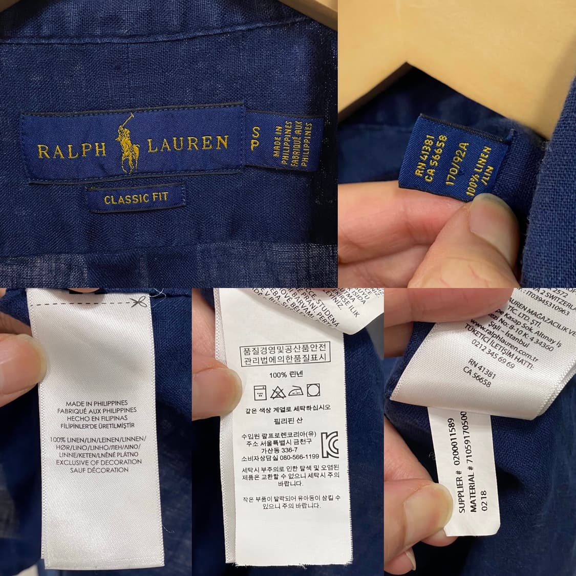 폴로 랄프로렌 신형 린넨 반팔 셔츠 네이비 상품이미지5