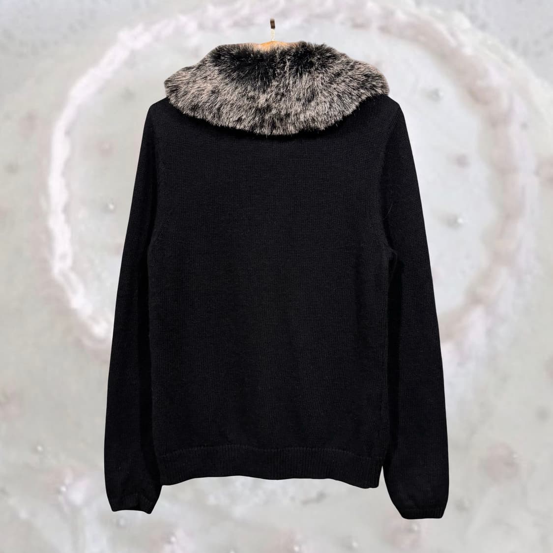 Laura ashley 로라애슐리 에코 퍼 트리밍 블랙 가디건 상품이미지2