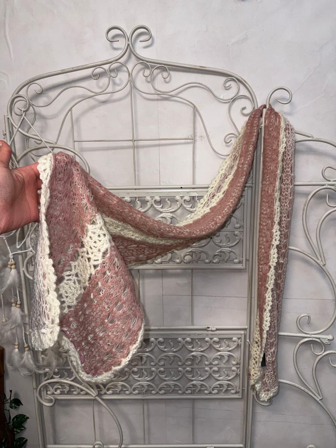 Pierre Cardin pink white crochet muffler 상품이미지1