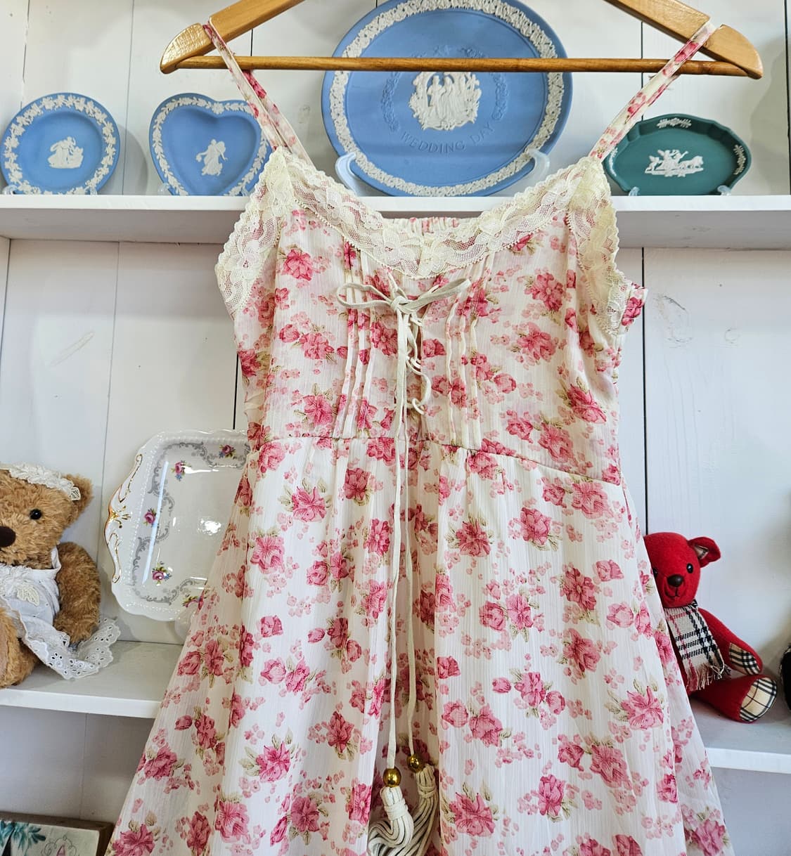 쉐비플라워 레이스 롱 원피스 상품이미지2