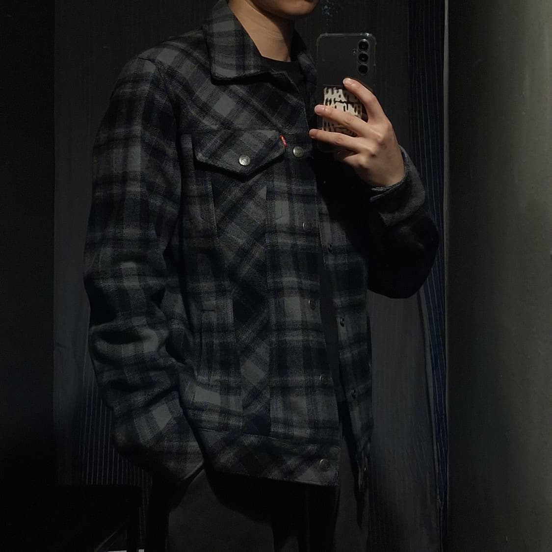 리바이스 블랙 체크패턴 양모 블렌드 아메카지 올드스쿨 캐주얼자켓 M 상품이미지2
