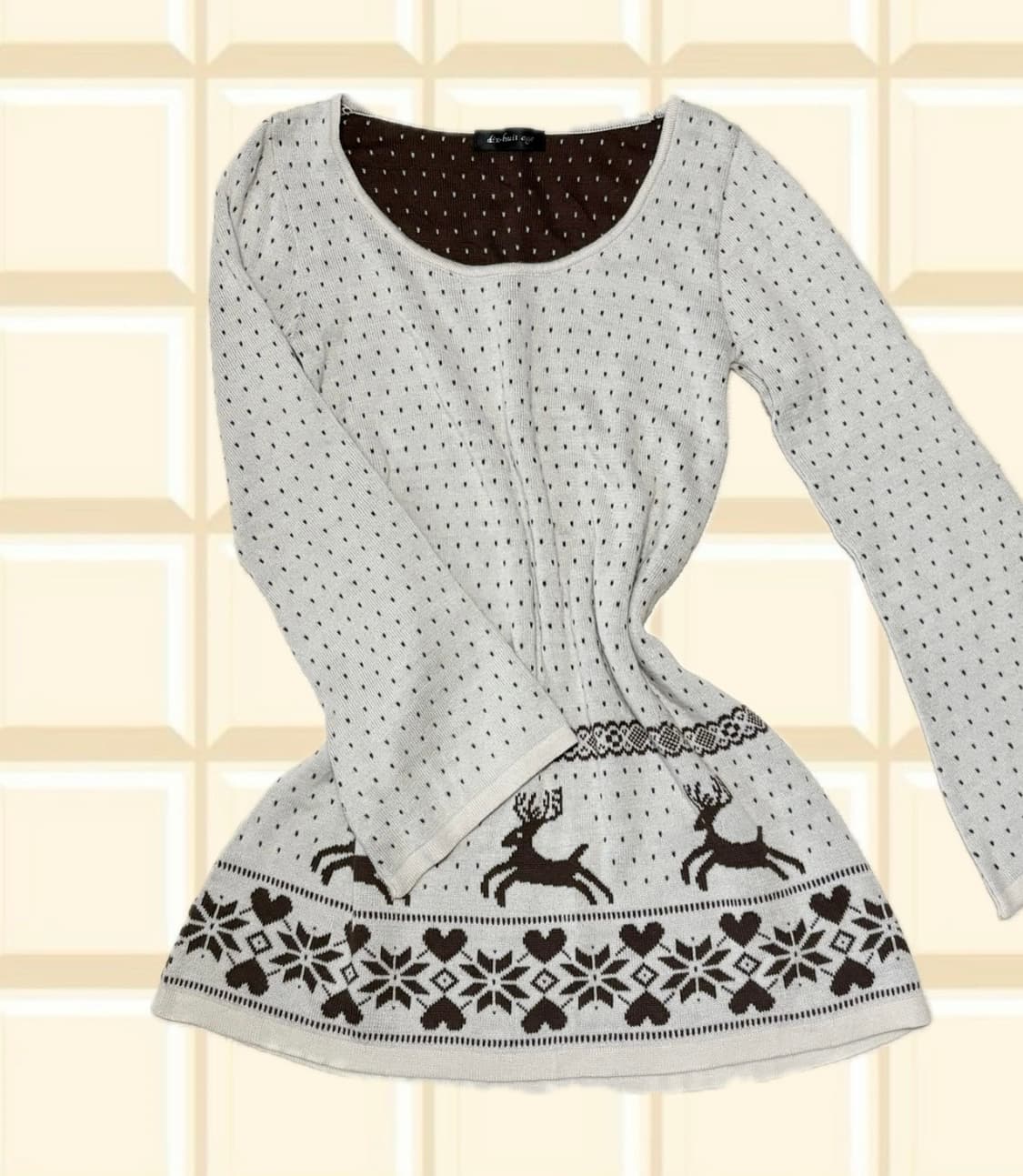 노르딕 도트 니트원피스 빈티지 라떼갸루 모리걸 상품이미지1