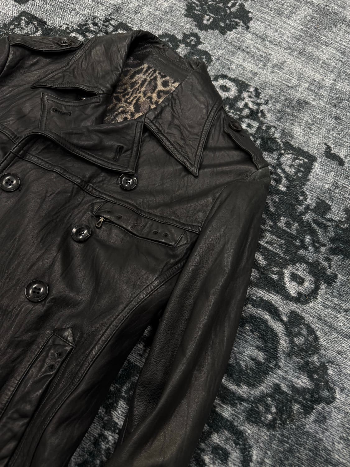 Roen 00s archive double leather jacket 상품이미지4