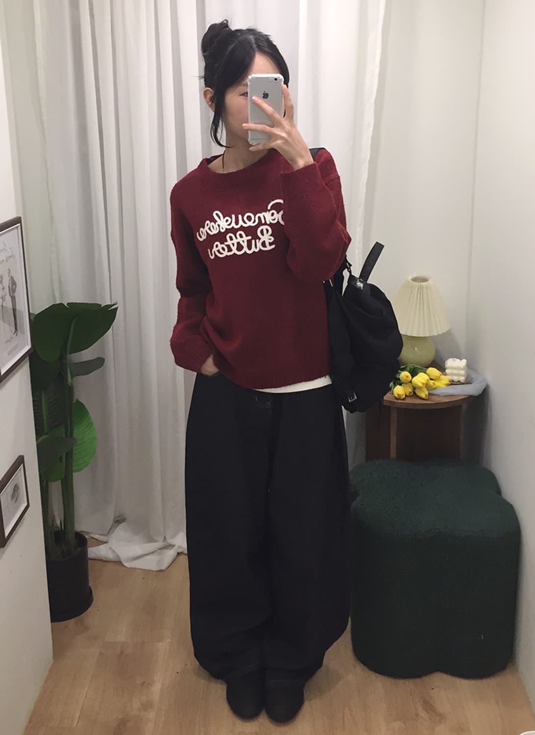 여성 빈티지 레터링 니트 100 상품이미지1