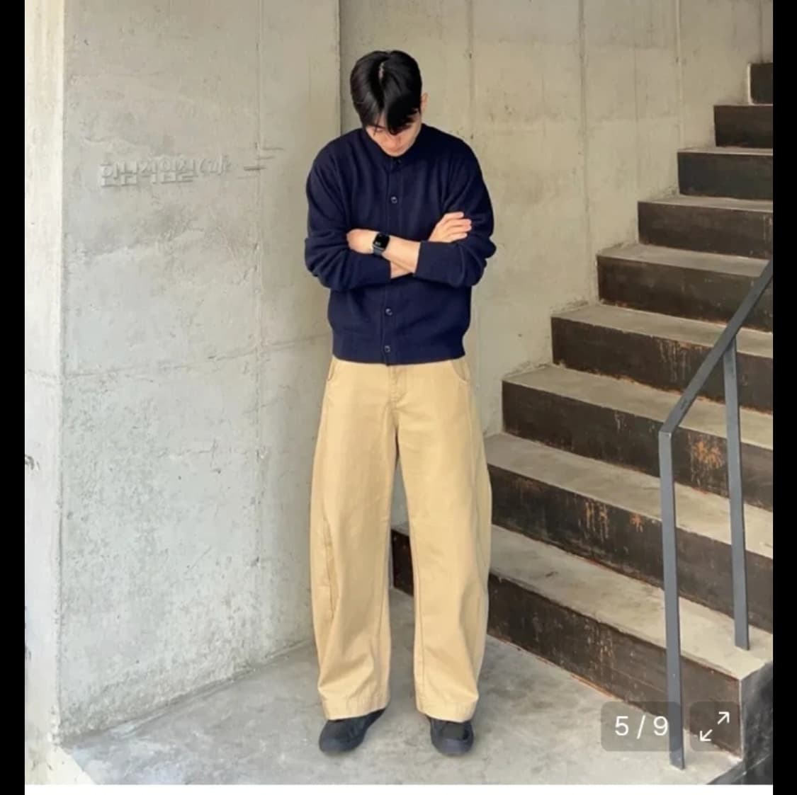  유니온블루 솔리드 크롭 카디건 블랙 XL 상품이미지2