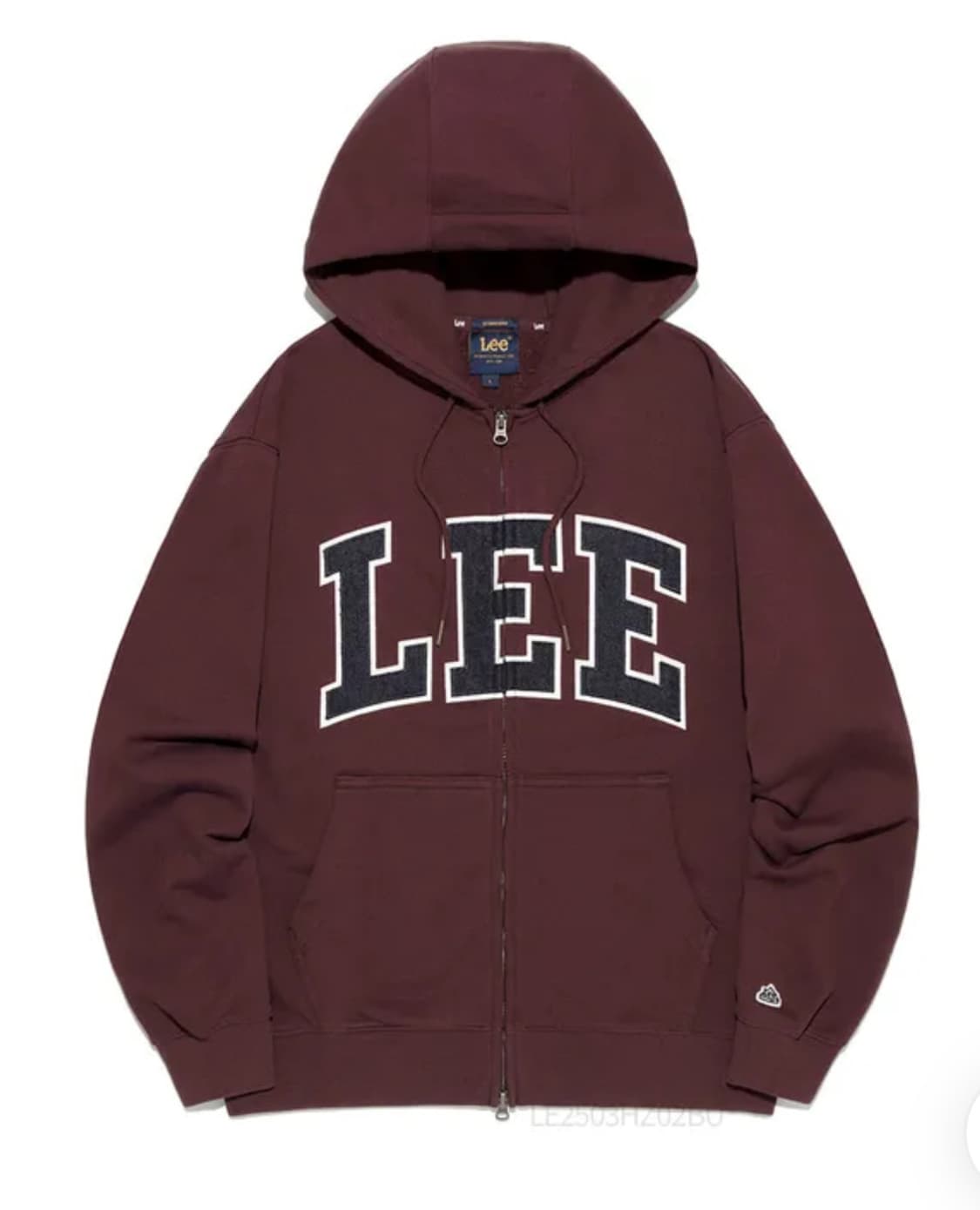 (택포) LEE 데님 아플리케 후드 집업 버건디 S 상품이미지1