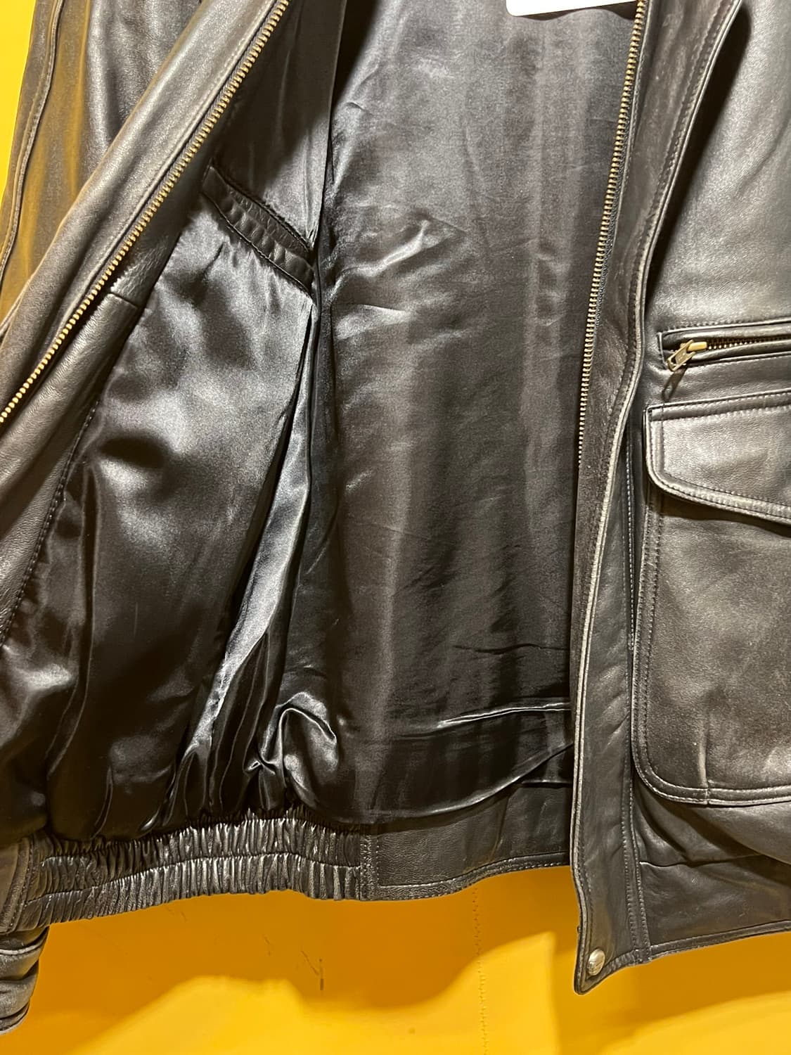 90s [100] 천연 양가죽 블랙 레더 자켓 상품이미지6