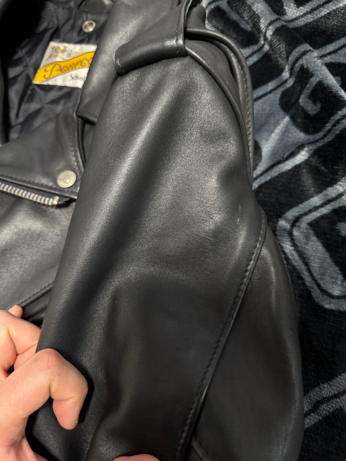 쇼트 클래식 퍼펙토 레더 모터사이클 자켓 118 블랙 상품이미지10