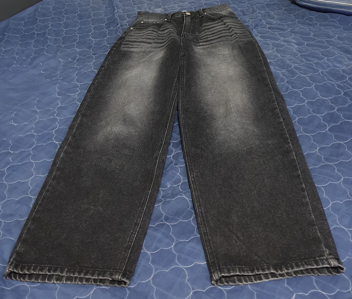 OOTD 워싱 와이드 팬츠 흑청 (28) 상품이미지1