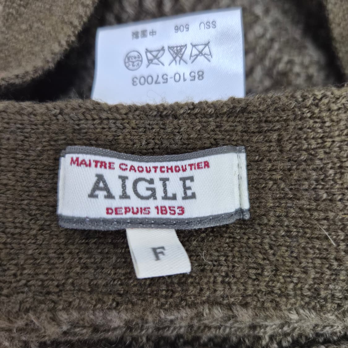 AIGLE 카키 울 니트 챙모자 상품이미지7