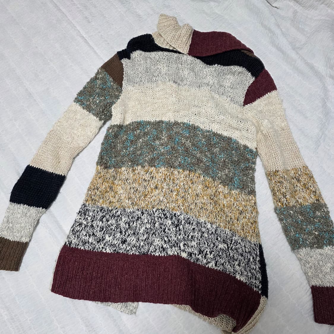 일본빈티지)모리걸st 컬러블록 패치워크스타일 니트 롱 가디건 상품이미지3