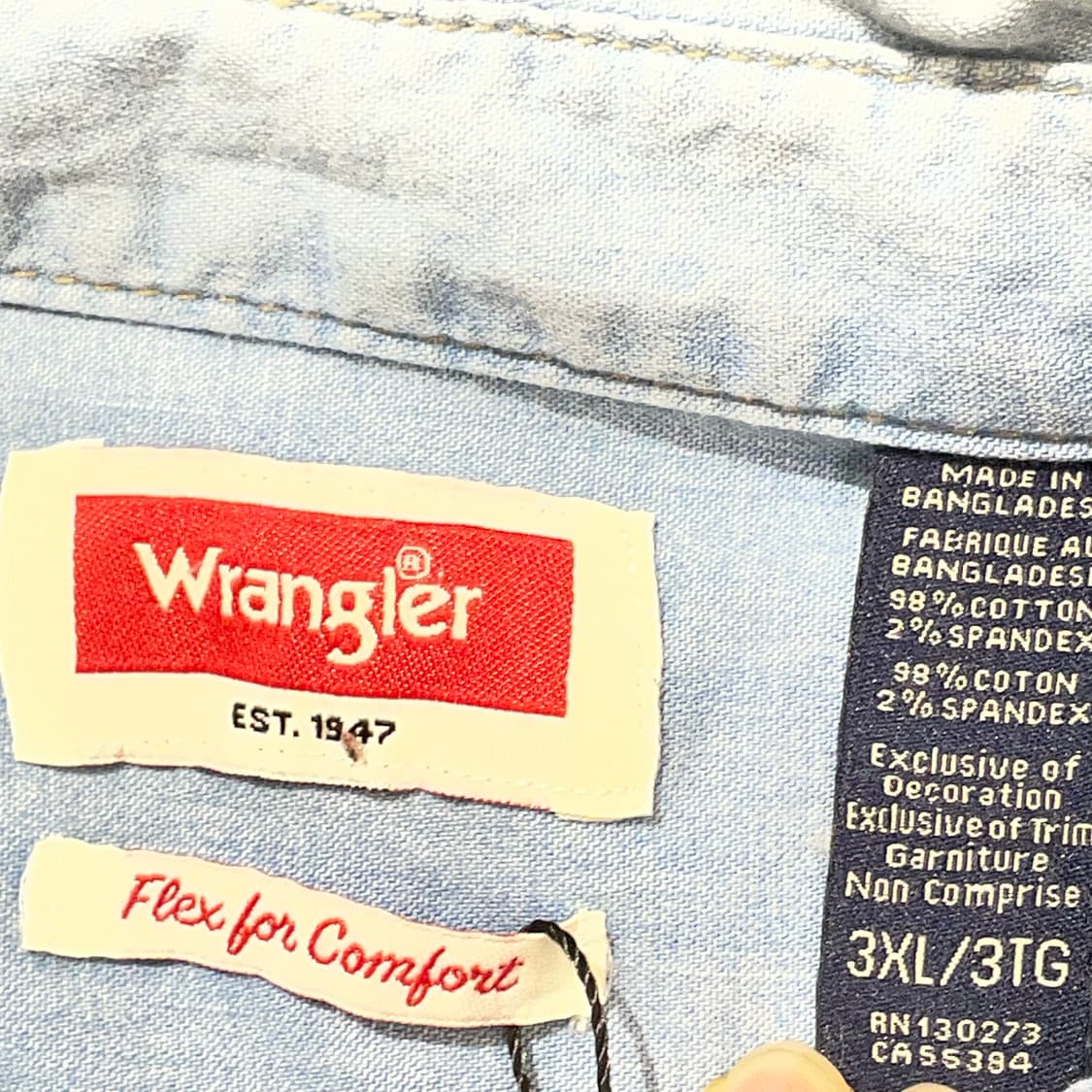 (3XL) Wrangler 랭글러 코튼 데님 셔츠 상품이미지4