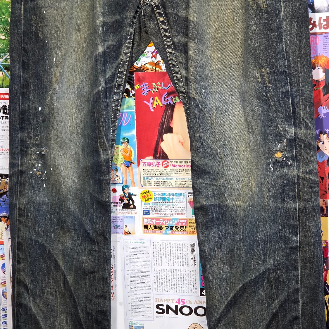 데미지 페인팅 샌드 워싱 데님 팬츠 상품이미지7