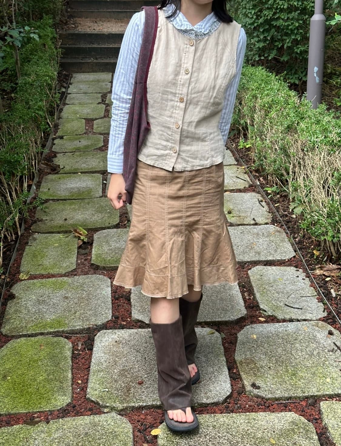 Japanese Beige Button Vest 상품이미지1