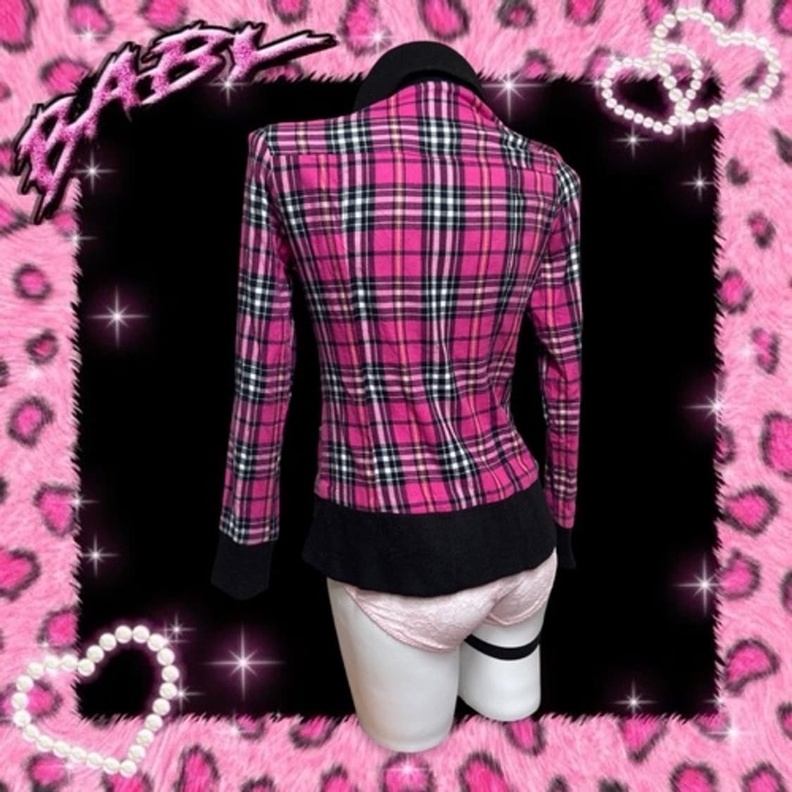 Tralala 핑크 체크 하이넥 투웨이 지퍼 집업 점퍼 캐캐체 상품이미지7