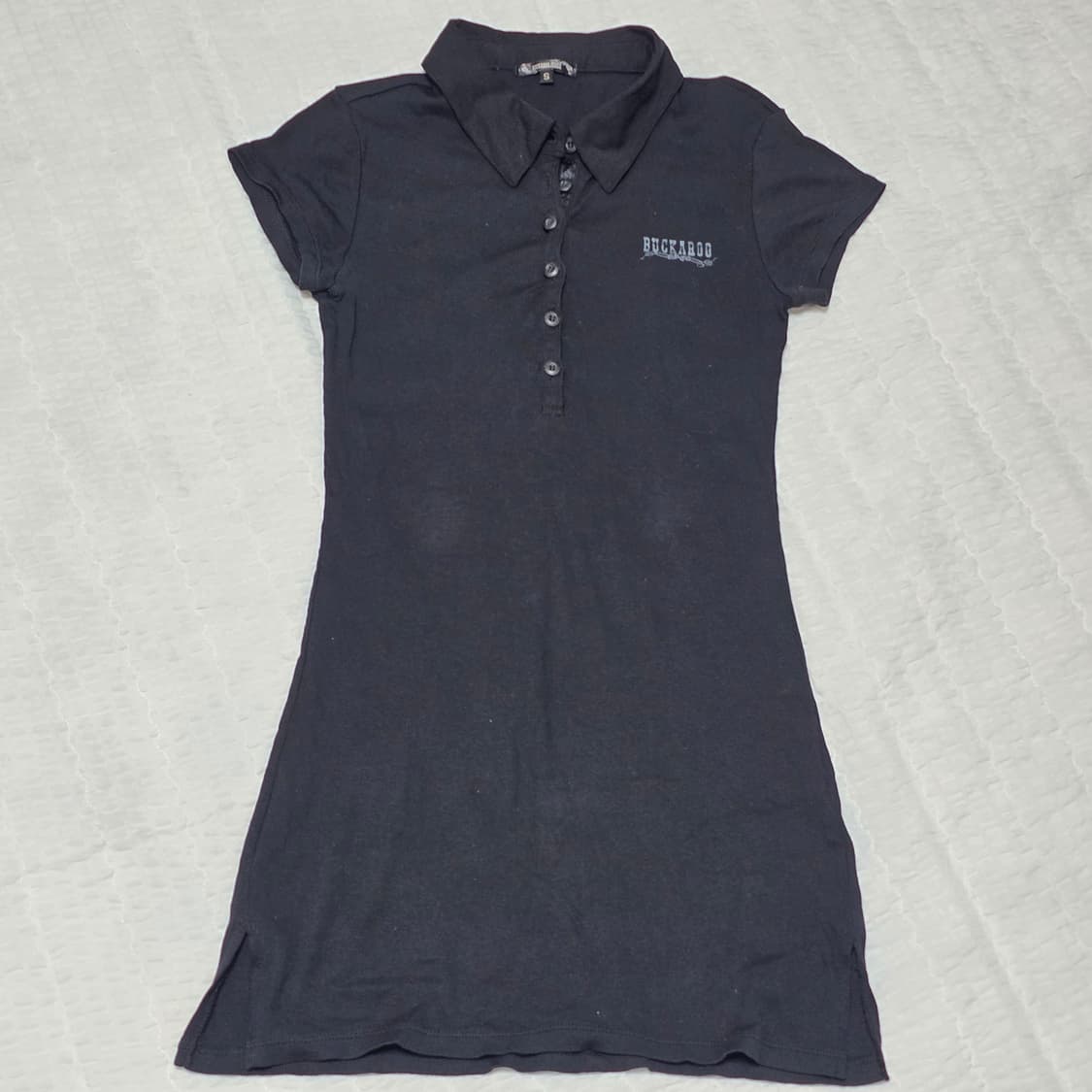 버커루 빈티지 00s y2k 블랙 카라넥 롱슬리브 반팔티셔츠 상품이미지2