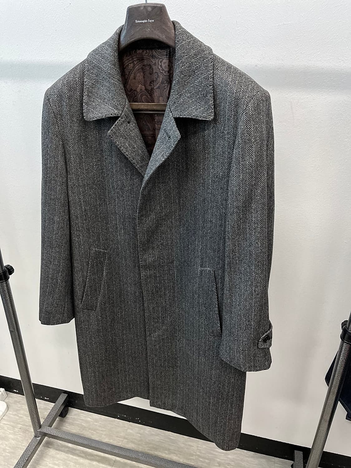 100) 란체티 헤링본 캐시미어 코트  상품이미지1