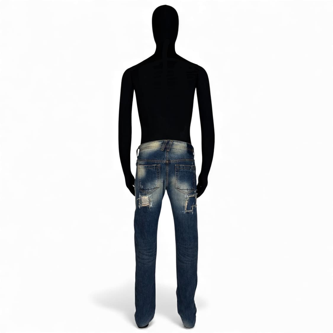 허 데님 huh denim 니들 워크 패치 워싱 데님 팬츠 상품이미지2