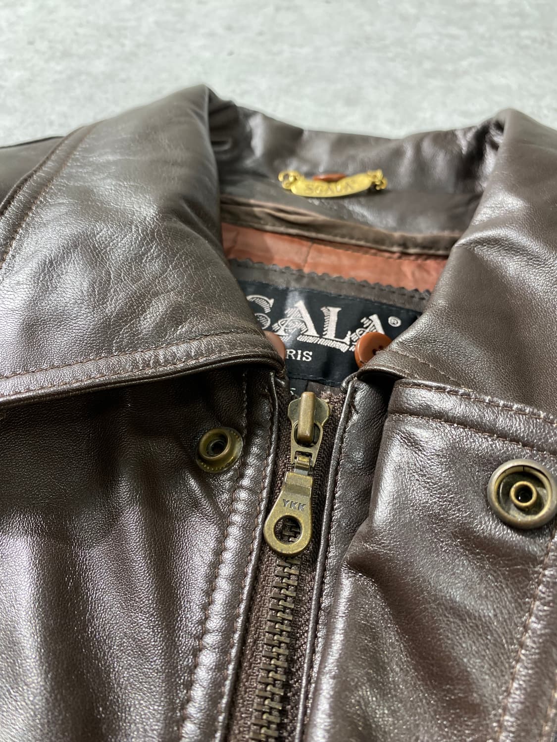 [105] 90s SCALA Paris 브라운 양가죽 레더 코트 상품이미지5