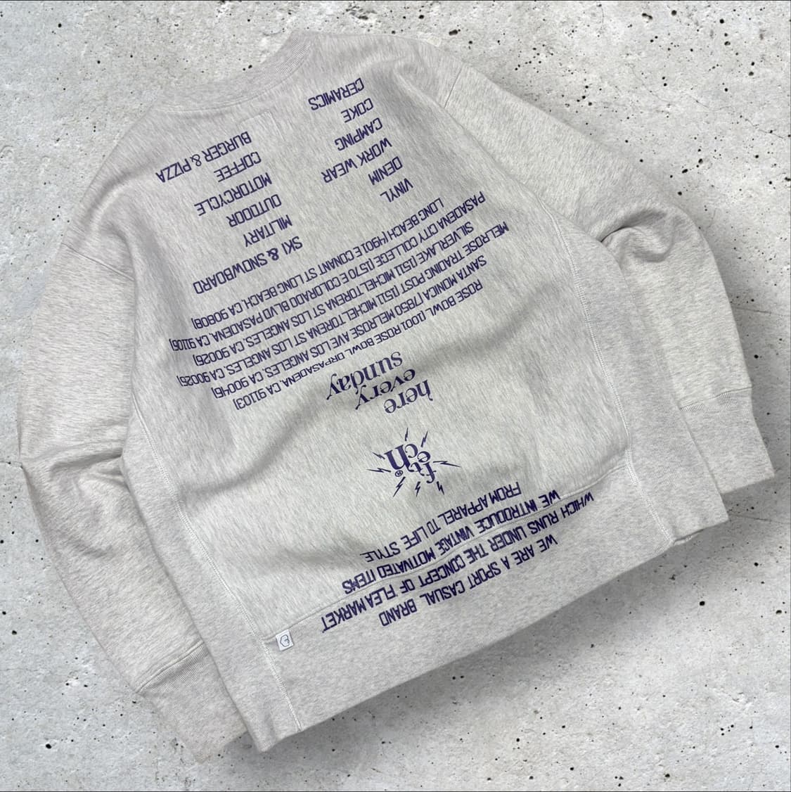 [M] fetch 페치 프린팅 맨투맨 그레이 퍼플 D168 상품이미지1