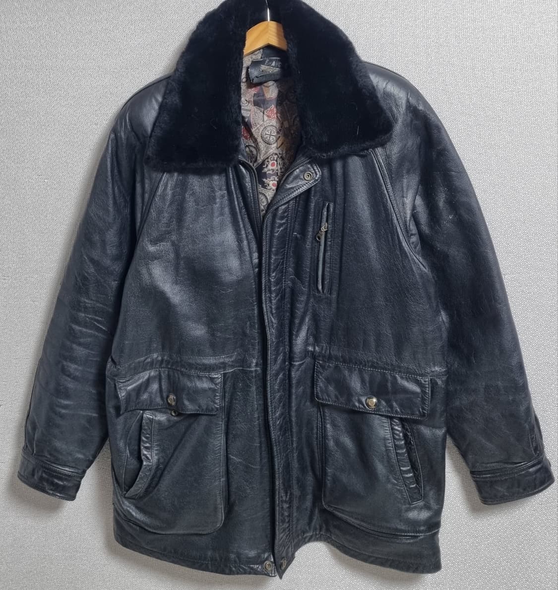 XL (105) FACO 블랙 소가죽 드럼라이드 가죽자켓 상품이미지1