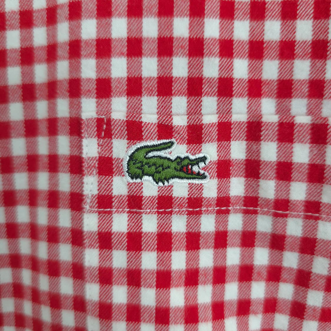 라코스테 LACOSTE 레드 깅엄 체크 버튼다운 셔츠 M 상품이미지4