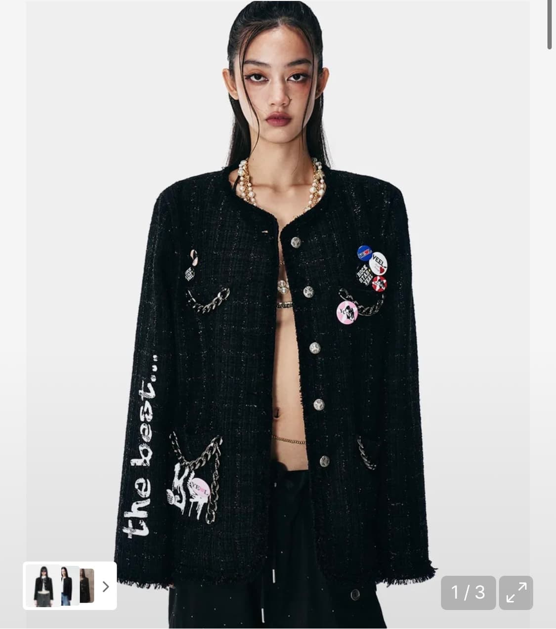 와이이이엘 PAINTED TWEED JACKET black 상품이미지1