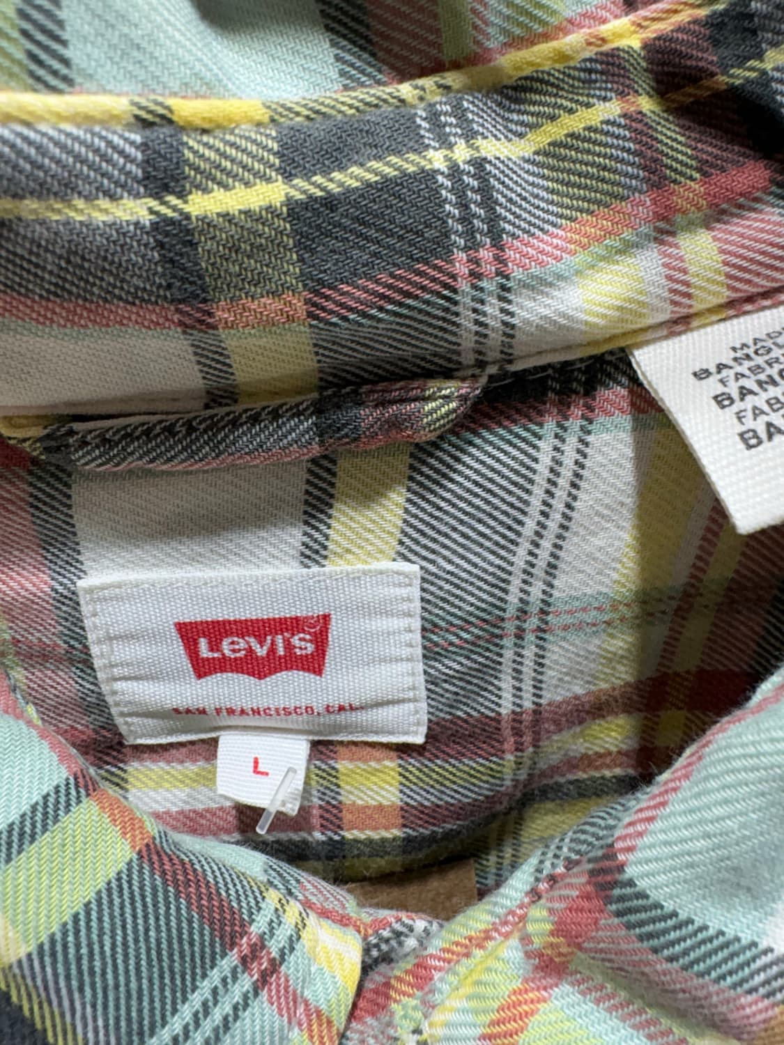 L 리바이스 웨스턴 투포켓 옐로우 체크셔츠 상품이미지5