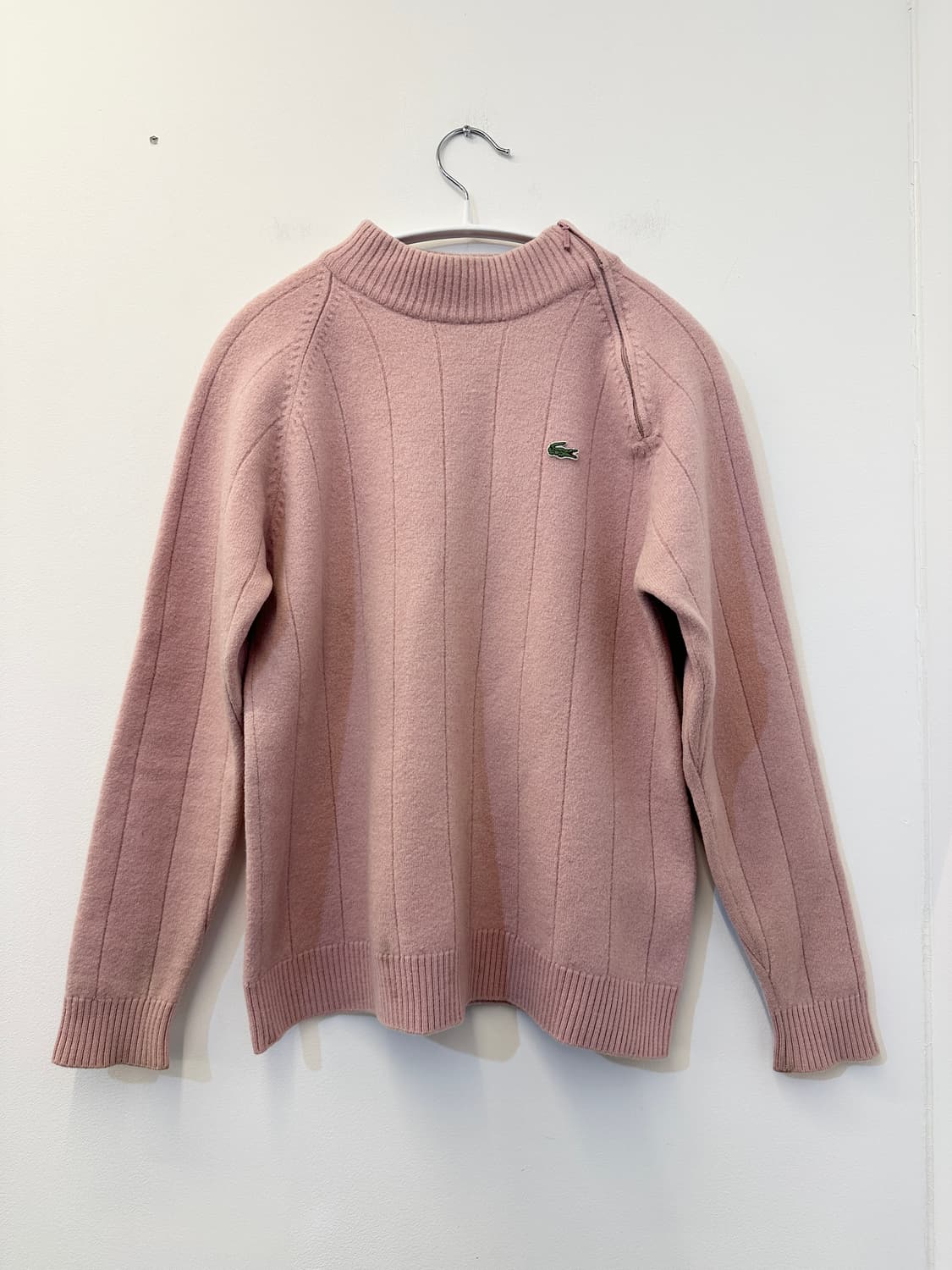 105) 라코스테 핑크 니트 티셔츠 어깨 지퍼 상품이미지1