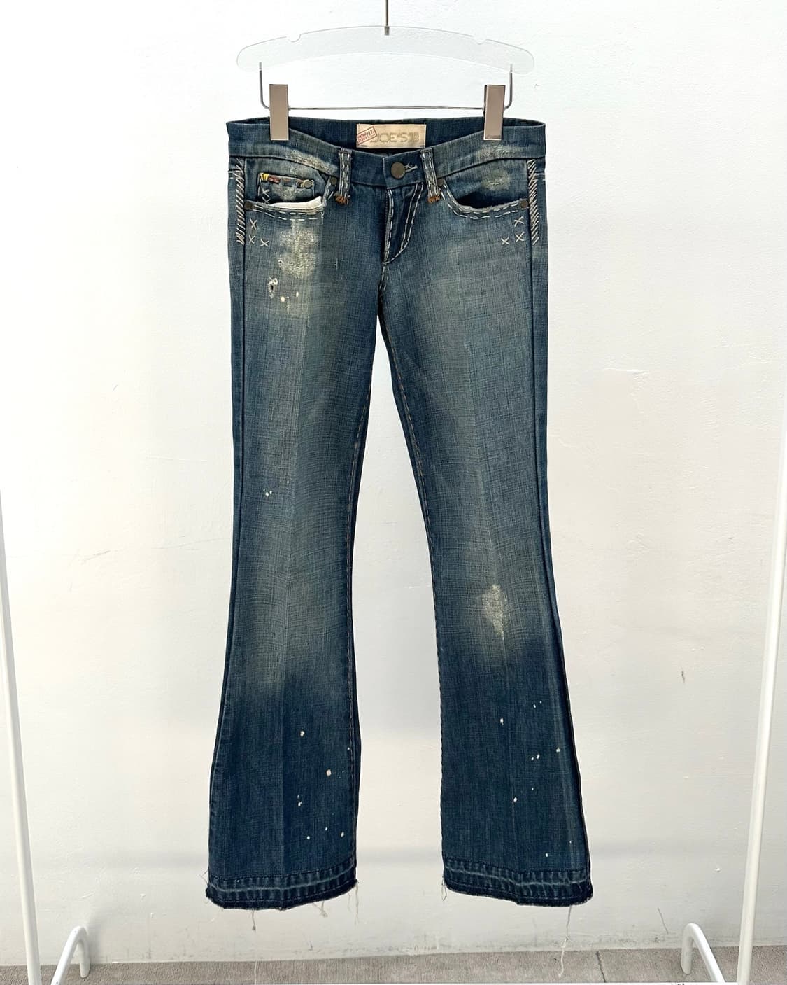Yellow stich denim bootscut jeans 상품이미지2