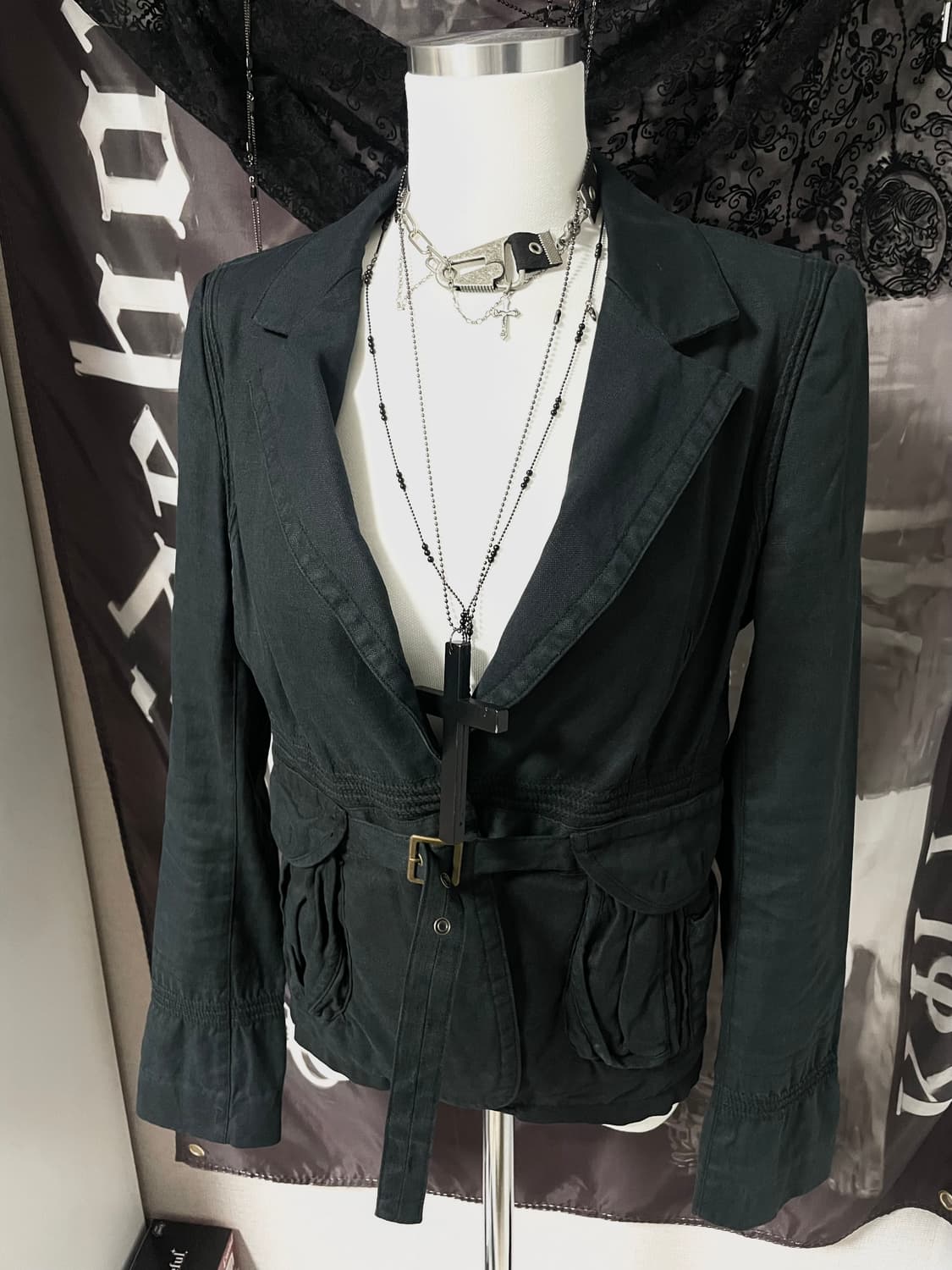 Rare* 츠모리치사토 벨티드 린넨 자켓 gomme 꼼데st 핀터레스트 상품이미지3