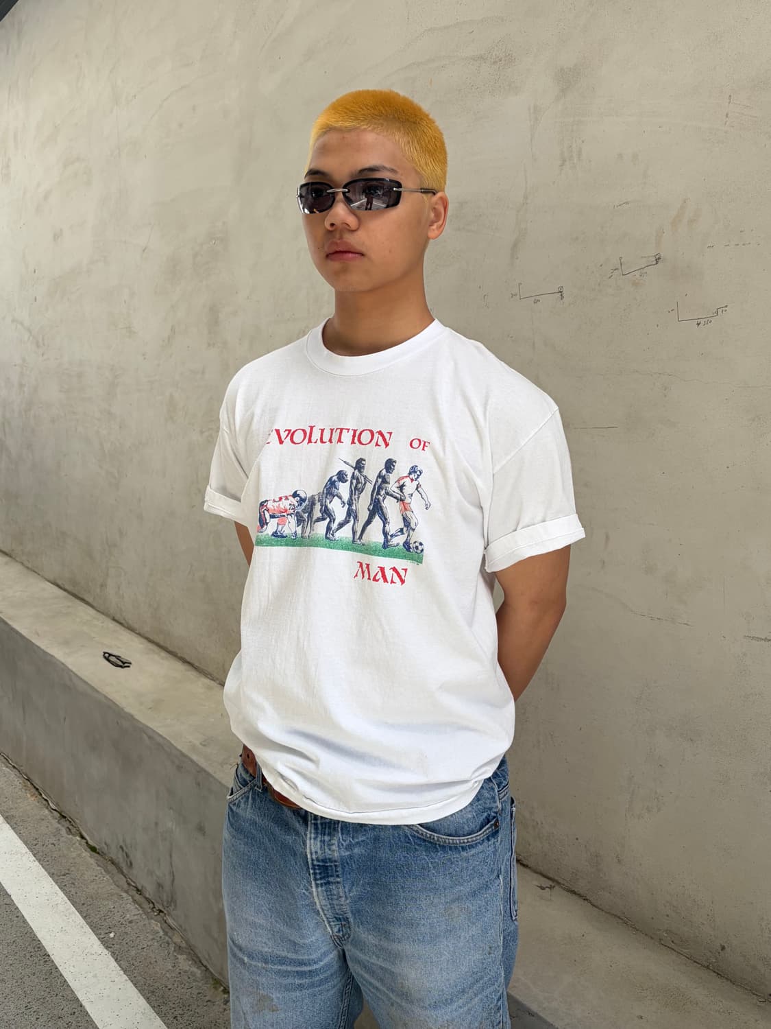 80’s Evolution of man USA print single T 상품이미지2