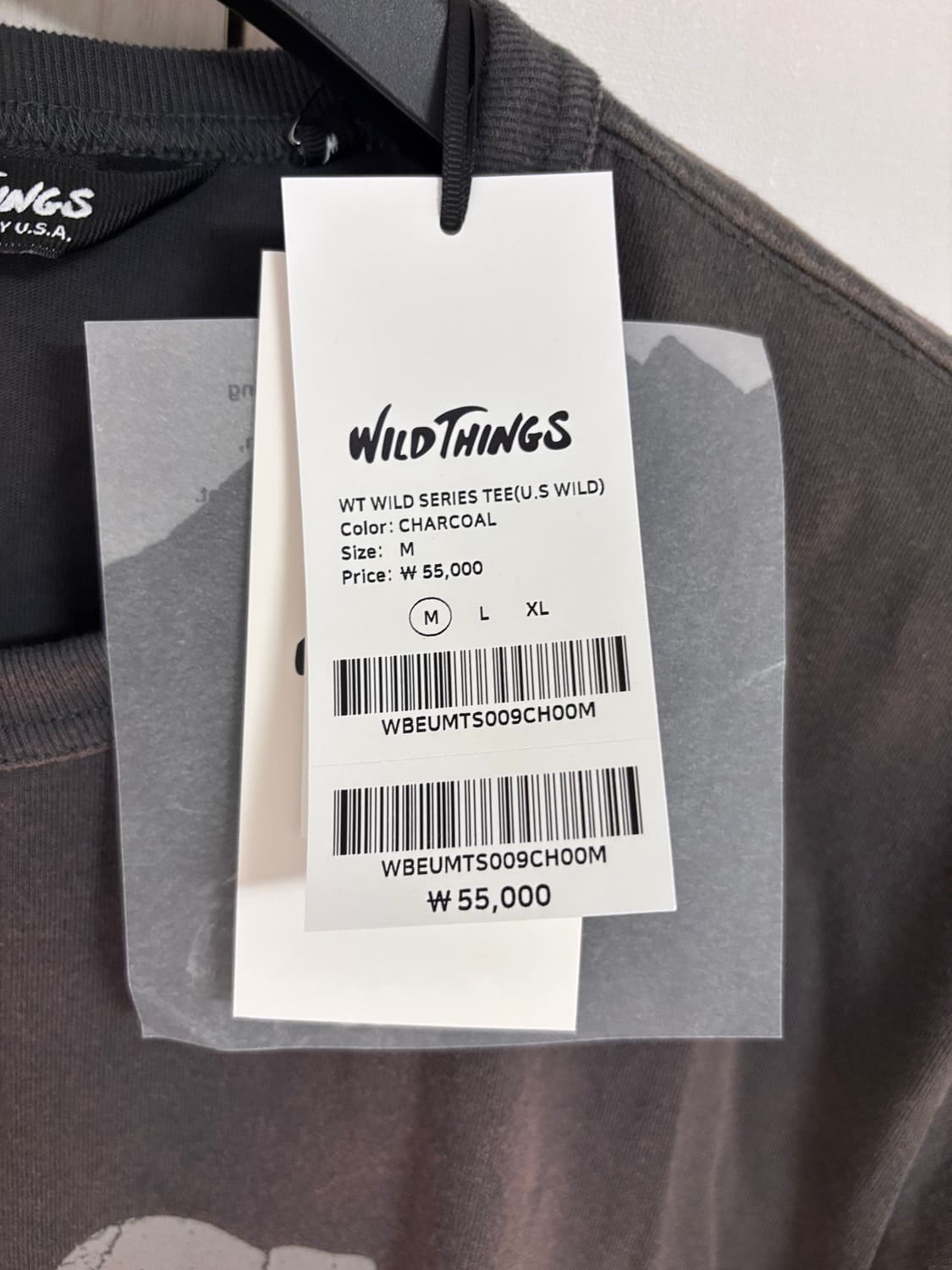 새상품) M 와일드띵스 빈티지 워싱 반팔티 차콜 상품이미지2