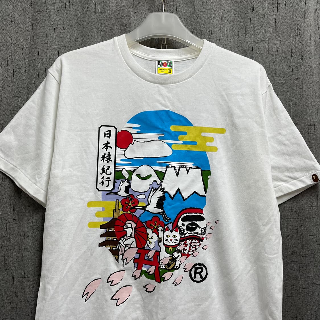 베이프 일본 프린팅 반팔 티셔츠 화이트 XL 상품이미지3