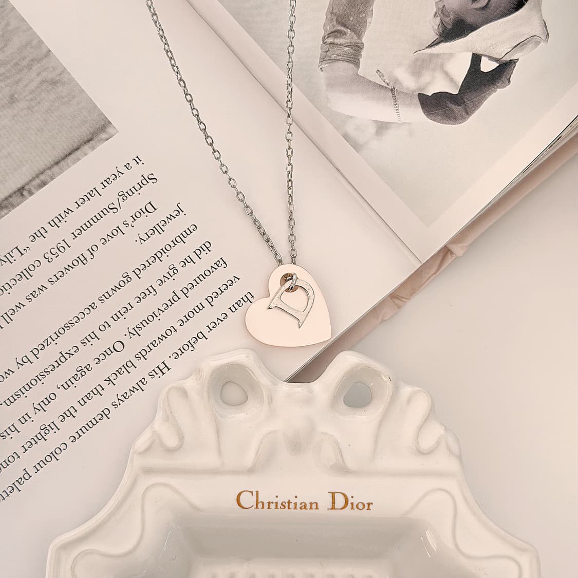 빈티지 디올 핑크 하트 자개 목걸이 [희귀] 상품이미지4